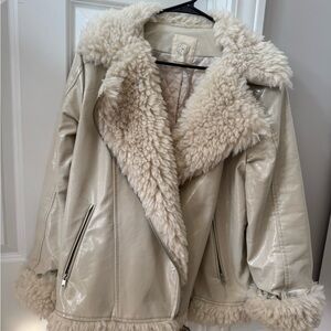 Tan/Cream Shearling Women's Jacket